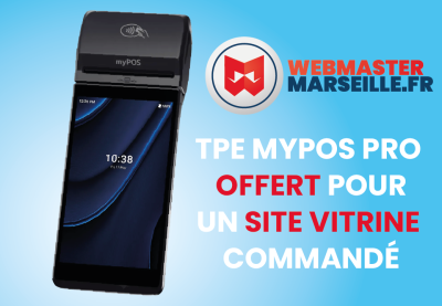 Obtenez un site vitrine optimisé avec un TPE myPOS Pro offert, idéal pour les entrepreneurs souhaitant allier présence en ligne et solution de paiement.